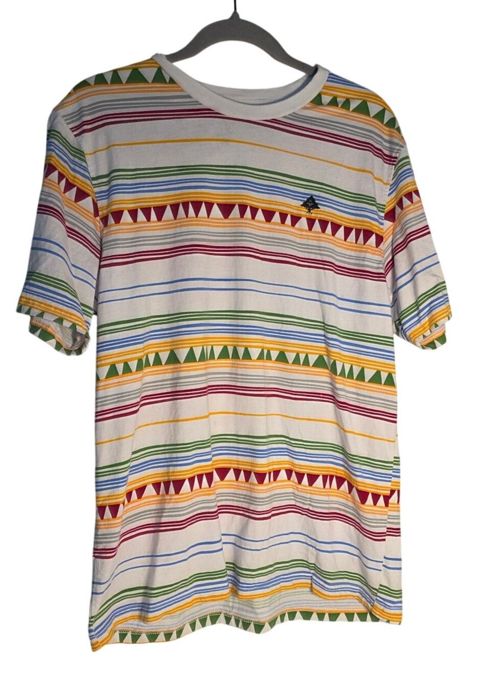 LRG Lifted Research Group Mens L Striped T Shirt Multicolor Skate Streetwear Tee